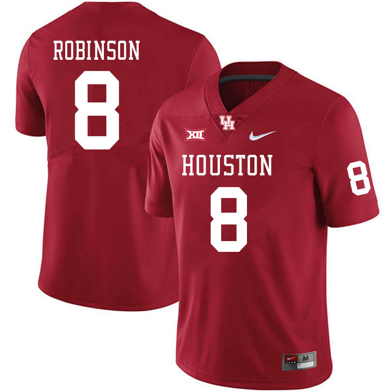 Men #8 Malik Robinson Houston Cougars Big 12 XII College Football Jerseys Stitched-Red - Click Image to Close